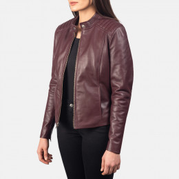 Kelsee Maroon Leather Jacket